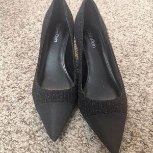 Calvin Klein Black Textured Heels